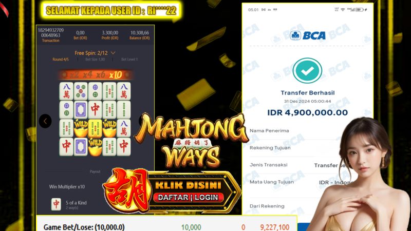 KEMENANGAN MEMBER BERMAIN DI PG SOFT – MAHJONG WAYS