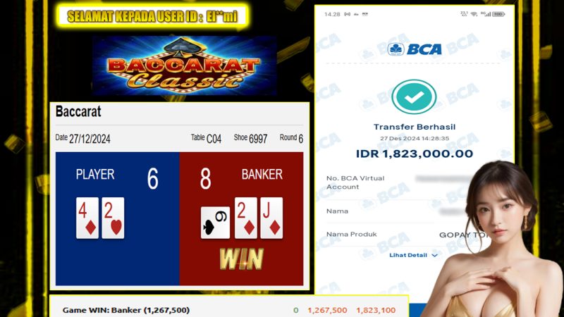 KEMENANGAN MEMBER BERMAIN DI LIVE – BACCARAT CLASSIC