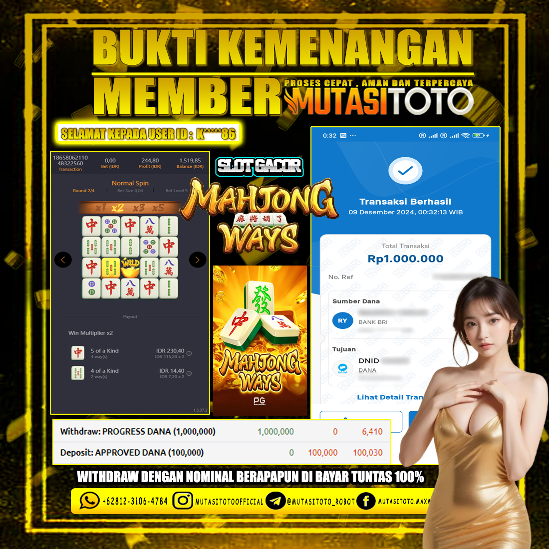 KEMENANGAN MEMBER BERMAIN PG SOFT DI MAHJONG WAYS 1