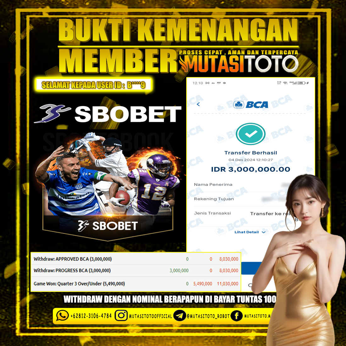 KEMENANGAN MEMBER SITUS MUTASITOTO BERMAIN SBO