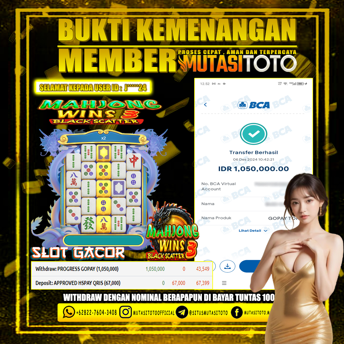 KEMENANGAN MEMBER BERMAIN PRAGAMATIC PLAY MAHJONG WINS 3