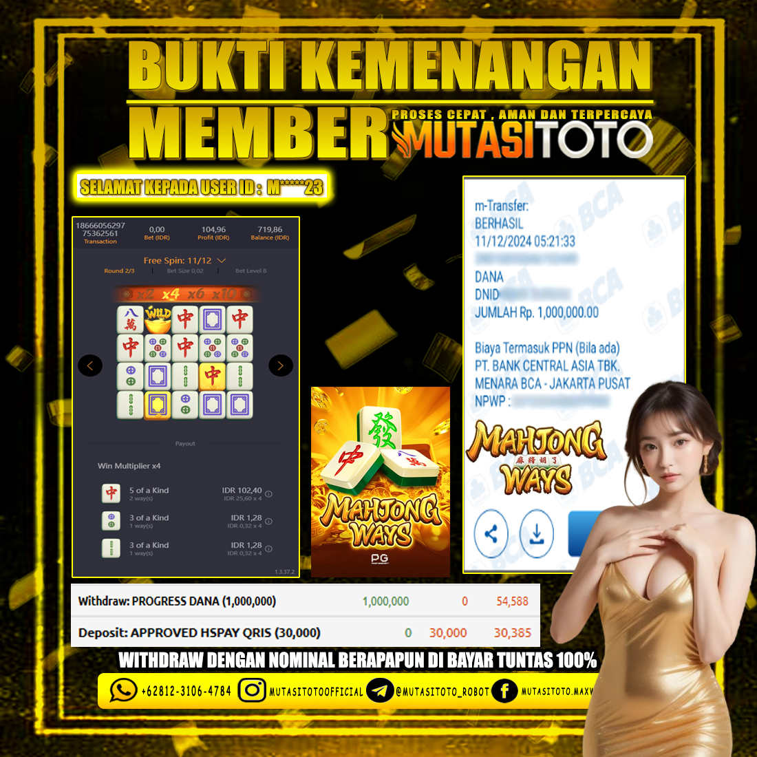 KEMENANGAN MEMBER BERMAIN PG SOFT DI MAHJONG WAYS 1