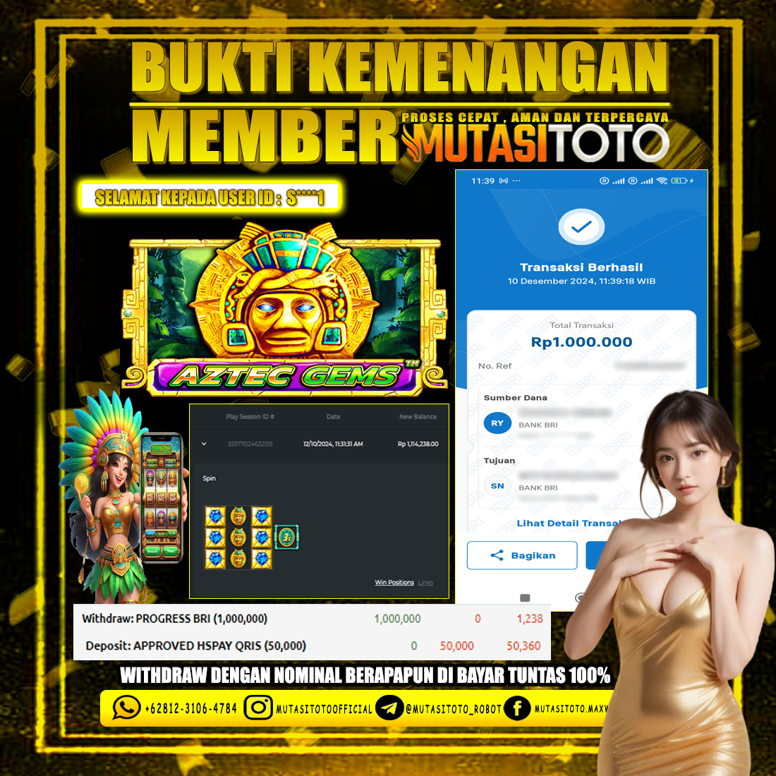 KEMENANGAN MEMBER SITUS MUTASITOTO BERMAIN AZTEC GAME