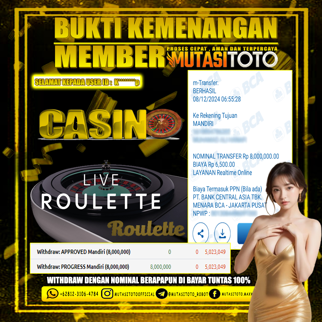 WITHDRAW LIVE GAME CASSINO ROULETTE