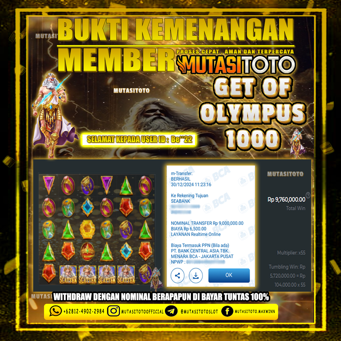 BUKTI MEGA JEPE MEMBER BERMAIN DI GATES OF OLYMPUS 1000