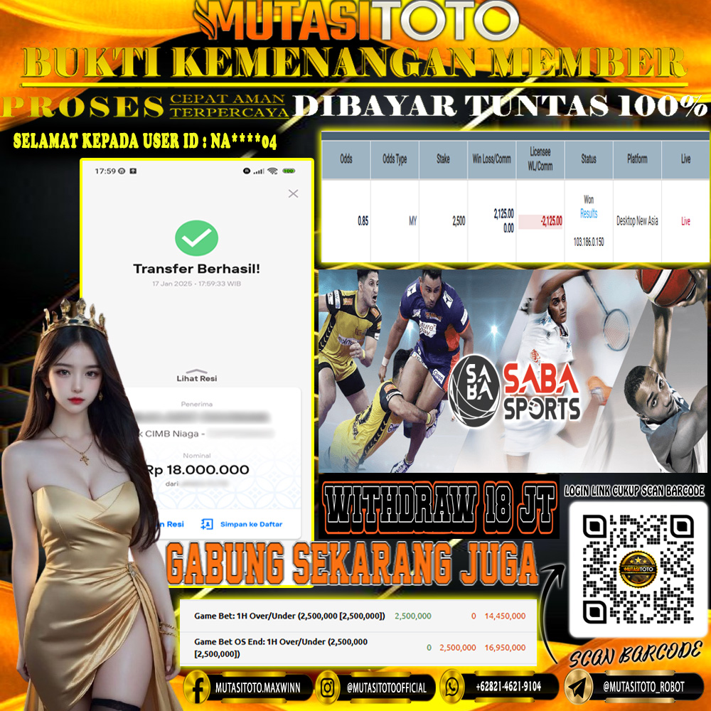 KEMENANGAN MEMBER BERMAIN DI LIVE – SABA SPORTSBOOK