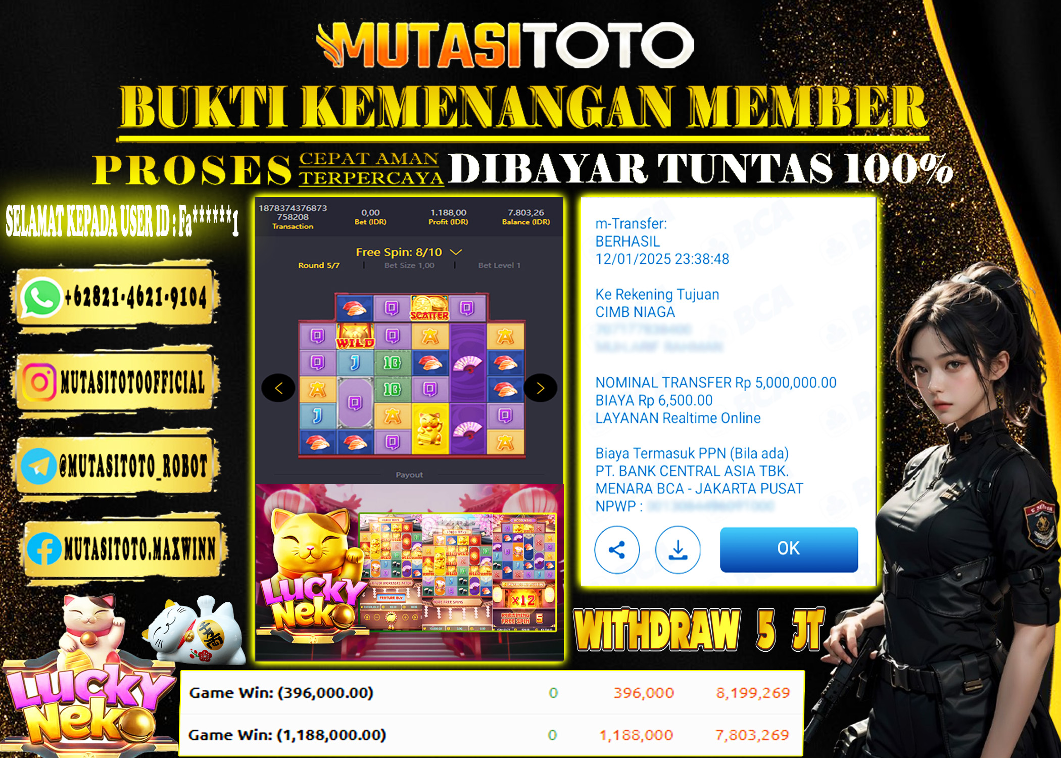 KEMENANGAN MEMBER BERMAIN DI LUCKY NEKO PROVIDER PG SOFT