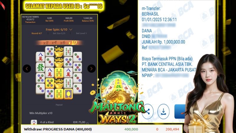 KEMENANGAN MEMBER BERMAIN DI PG SOFT – MAHJONG WAYS 2