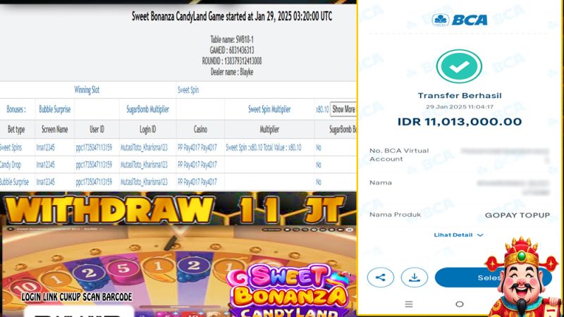 KEMENANGAN MEMBER BERMAIN DI LIVE – SWEET BONANZA CANDYLAND