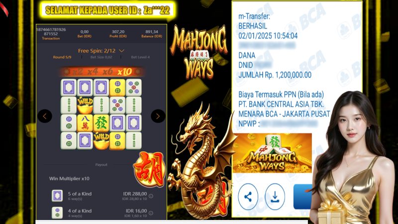 KEMENANGAN MEMBER BERMAIN DI PG SOFT – MAHJONG WAYS