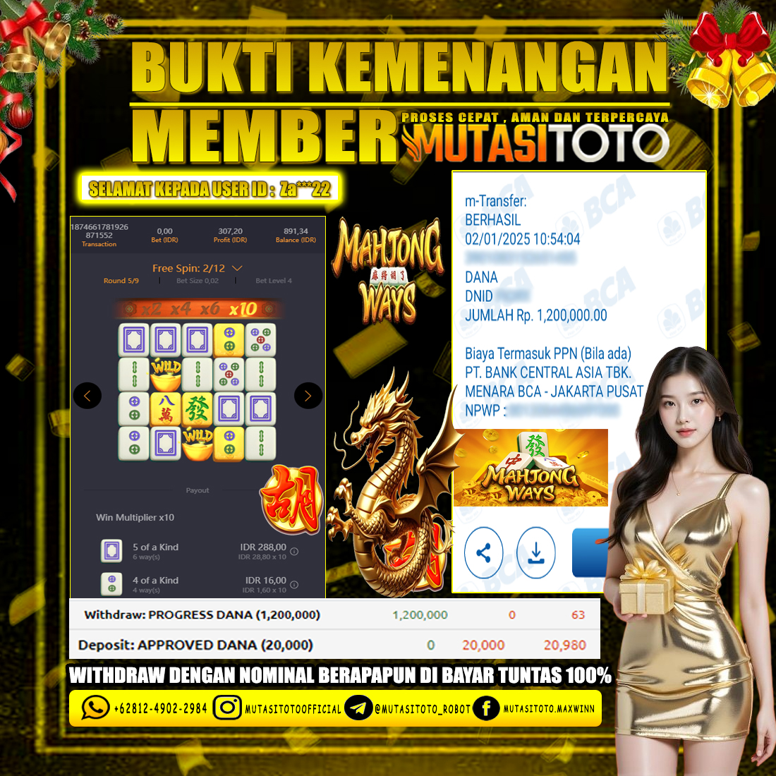 KEMENANGAN MEMBER BERMAIN DI PG SOFT – MAHJONG WAYS