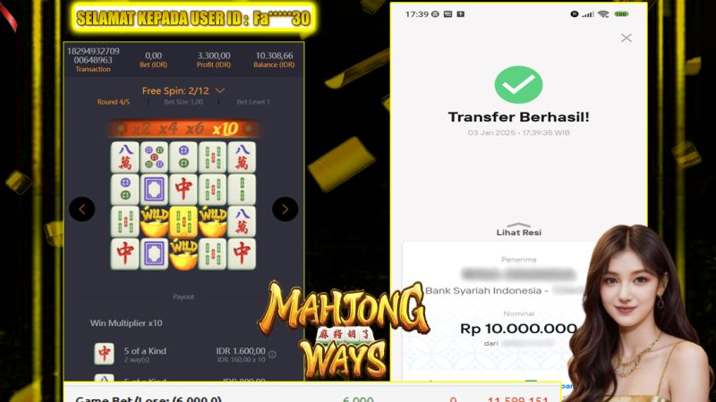 KEMENANGAN MEMBER BERMAIN DI PG SOFT – MAHJONG WAYS