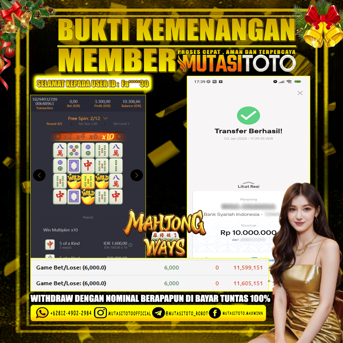 KEMENANGAN MEMBER BERMAIN DI PG SOFT – MAHJONG WAYS