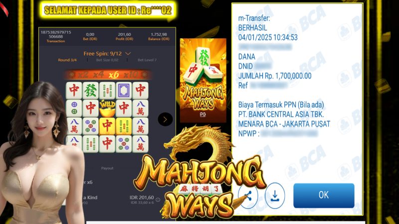 KEMENANGAN MEMBER BERMAIN DI PG SOFT – MAHJONG WAYS