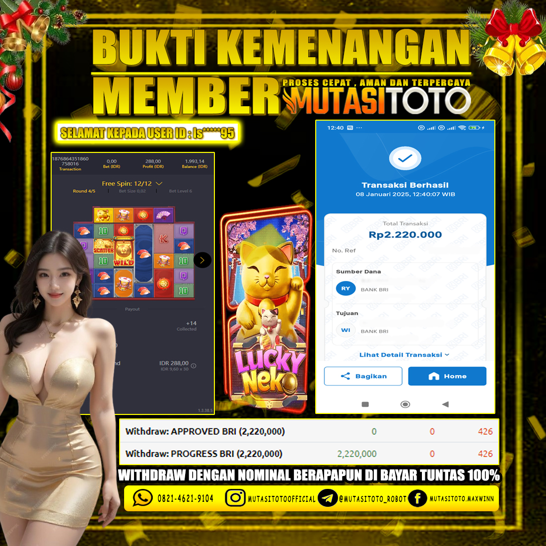 KEMENANGAN MEMBER BERMAIN LUCKY NEKO DI PG SOFT