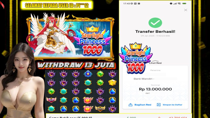 KEMENANGAN MEMBER BERMAIN DI STARLIGHT PRINCESS 1000