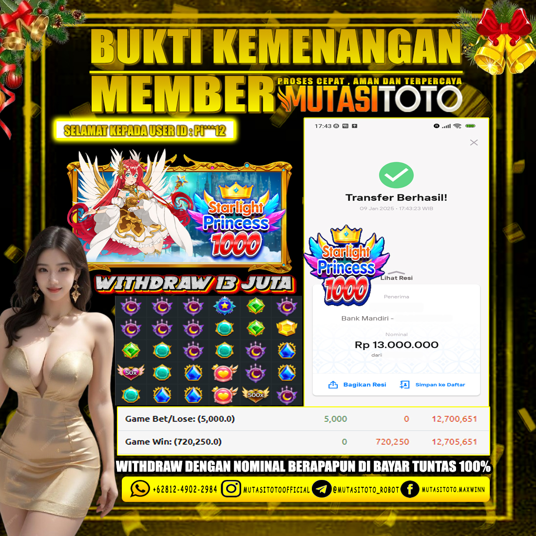 KEMENANGAN MEMBER BERMAIN DI STARLIGHT PRINCESS 1000