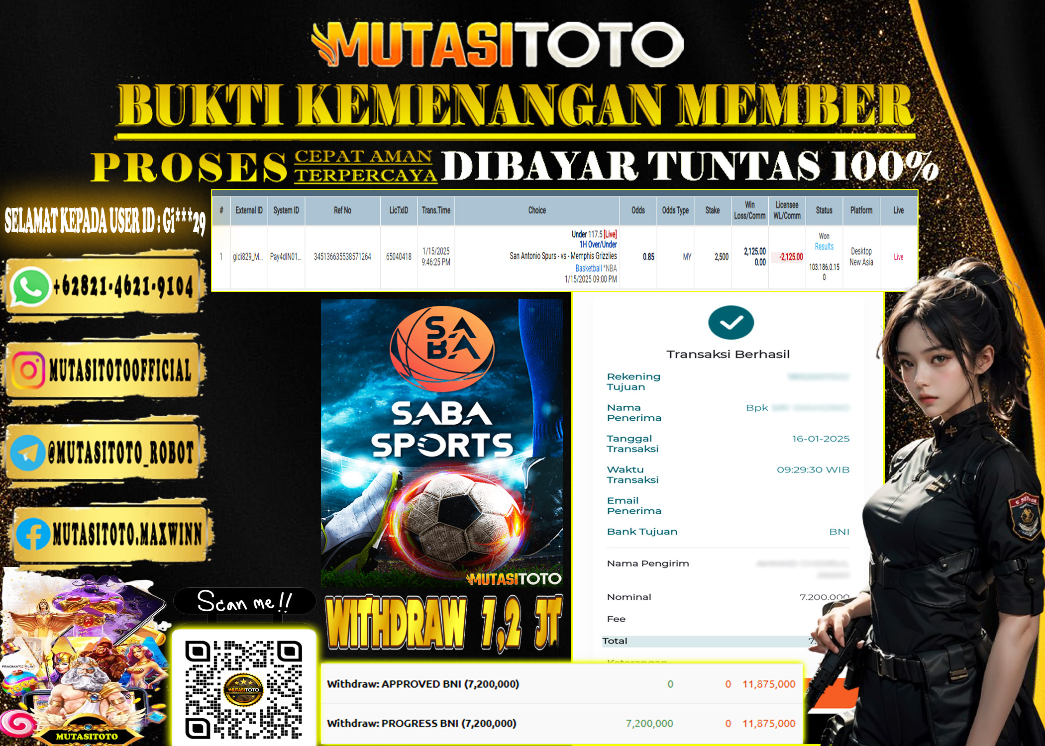 KEMENANGAN MEMBER BERMAIN DI LIVE – SABA SPORTBOOK