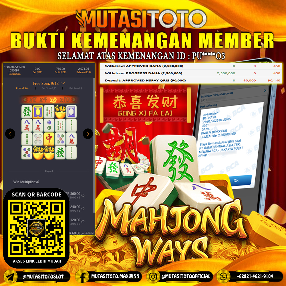 KEMENANGAN MEMBER BERMAIN DI MAHJONG WAYS PG SOFT