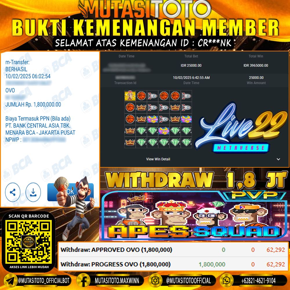 KEMENANGAN MEMBER BERMAIN DI LIVE 22 – APES SQUAD