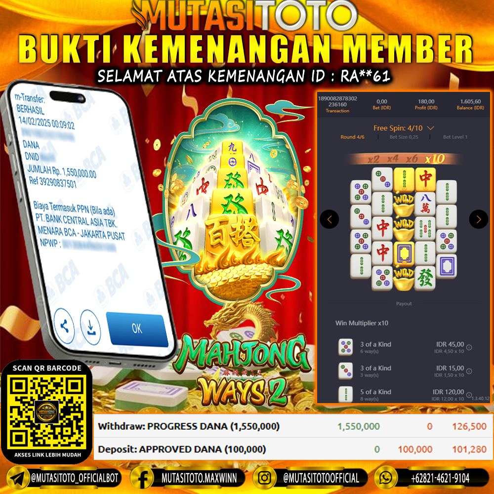 KEMENANGAN MEMBER BERMAIN DI MAHJONG WAYS 2 PG SOFT