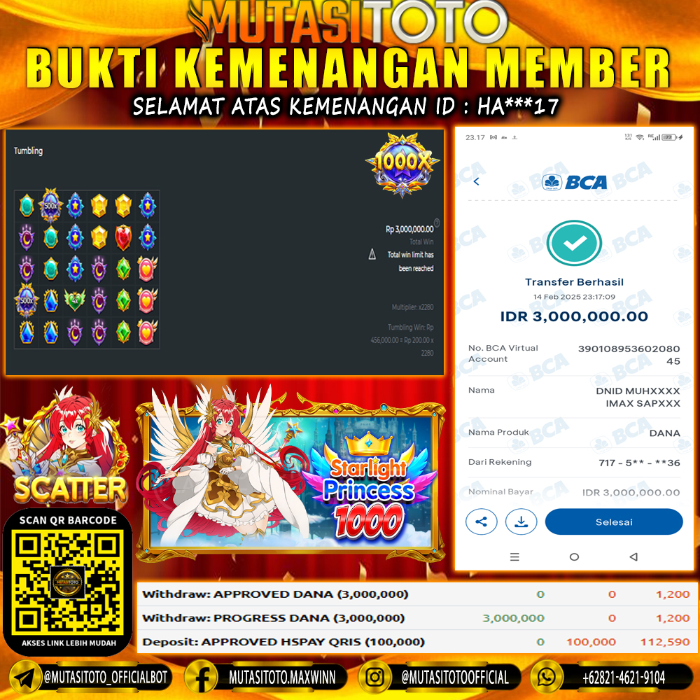 KEMENANGAN MEMBER BERMAIN DI STARLIGHT PRINCESS 1000