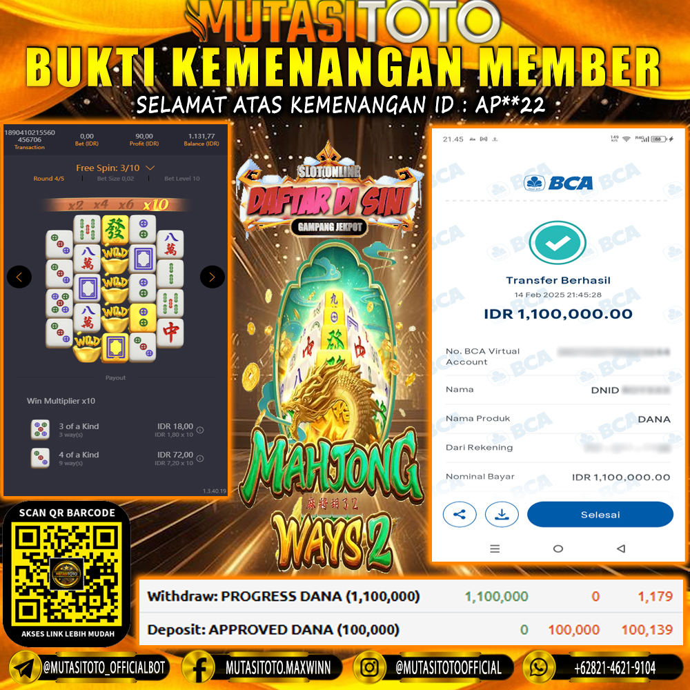 KEMENANGAN MEMBER BERMAIN DI MAHJONG WAYS 2 PG SOFT