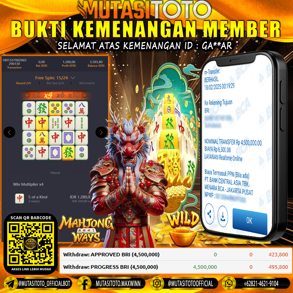 KEMENANGAN MEMBER BERMAIN DI MAHJONG WAYS PG SOFT