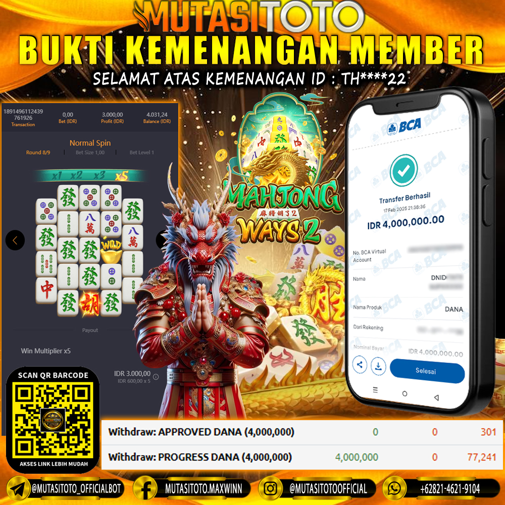 KEMENANGAN MEMBER BERMAIN DI MAHJONG WAYS 2 PG SOFT