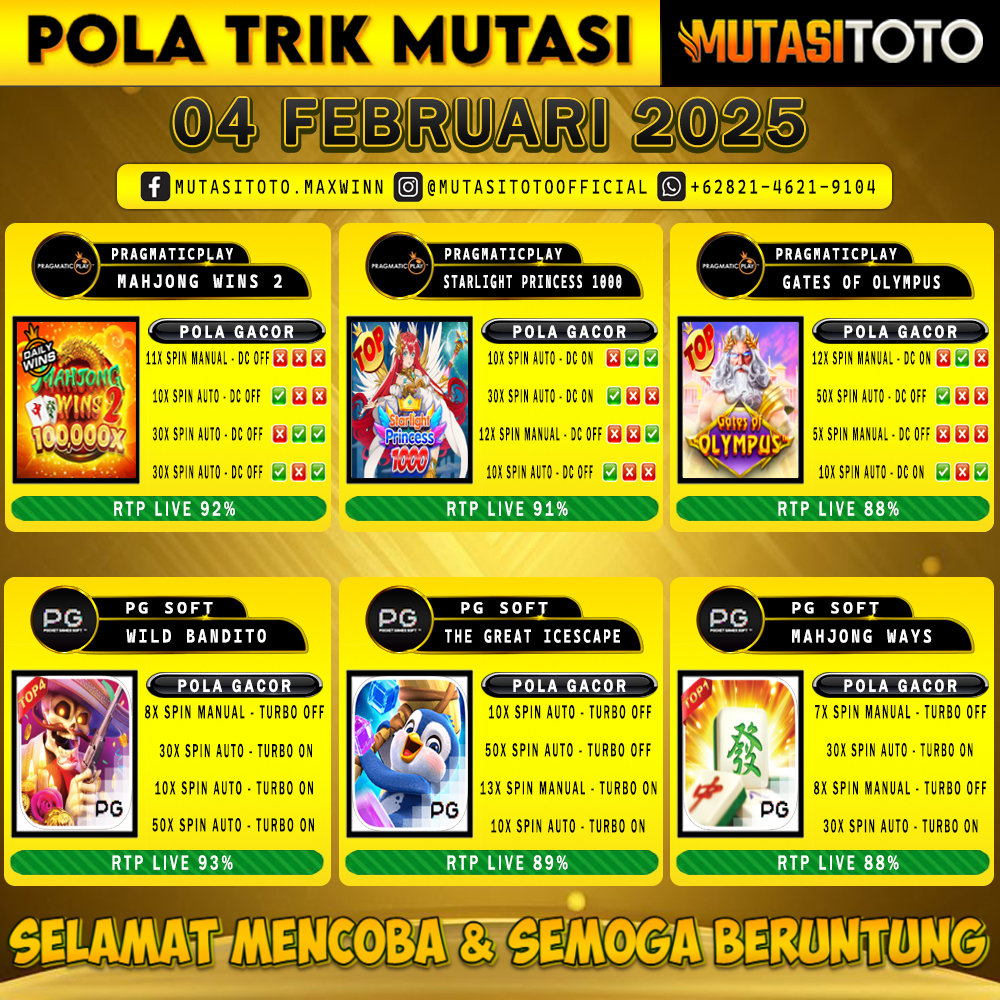 POLA GACOR TERUPDATE 04 FEBRUARI 2025 – MUTASITOTO