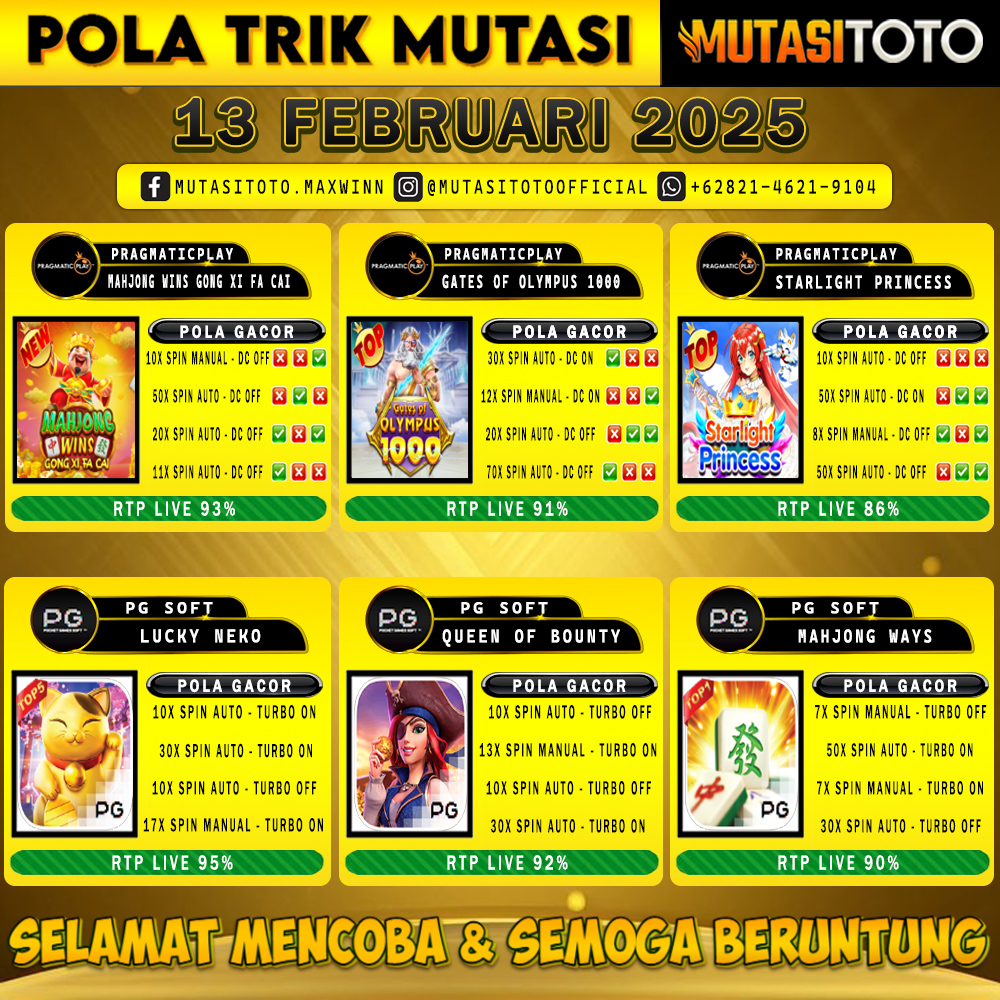 POLA GACOR TERUPDATE 13 FEBRUARI 2025 – MUTASITOTO