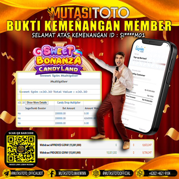 KEMENANGAN MEMBER BERMAIN DI LIVE – SWEET BONANZA CANDYLAND