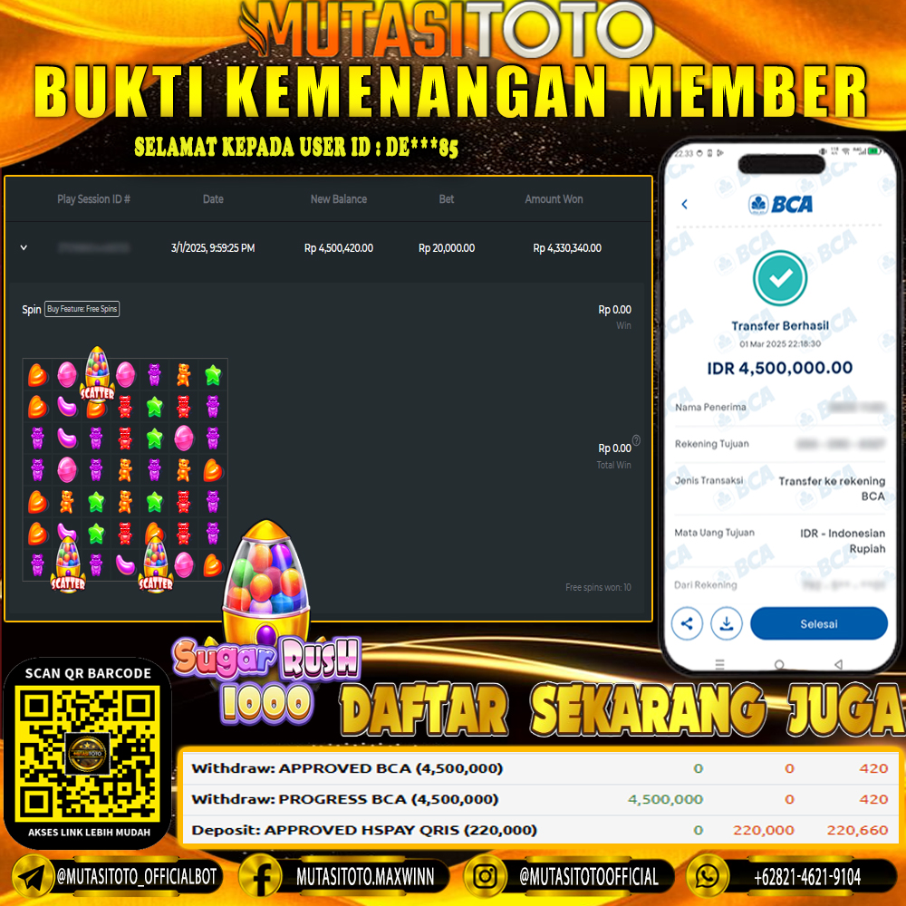 KEMENANGAN MEMBER BERMAIN DI SUGAR RUSH 1000