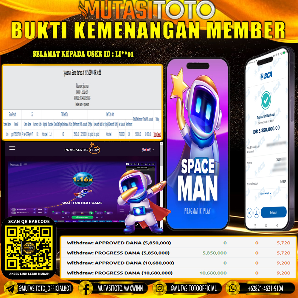 KEMENANGAN MEMBER BERMAIN DI LIVE GAME PP SPACEMAN