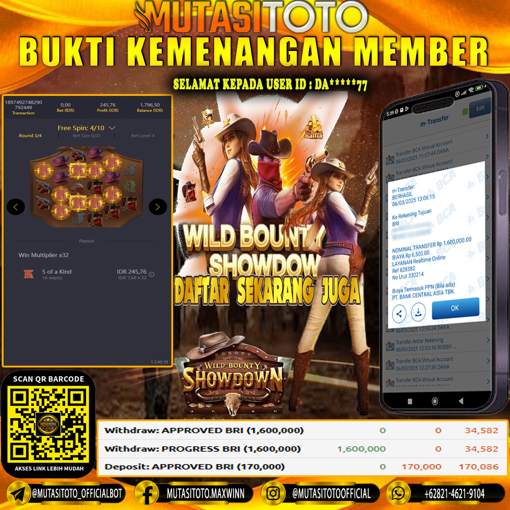 KEMENANGAN MEMBER BERMAIN DI WILD BOUNTY SHOWDOWN