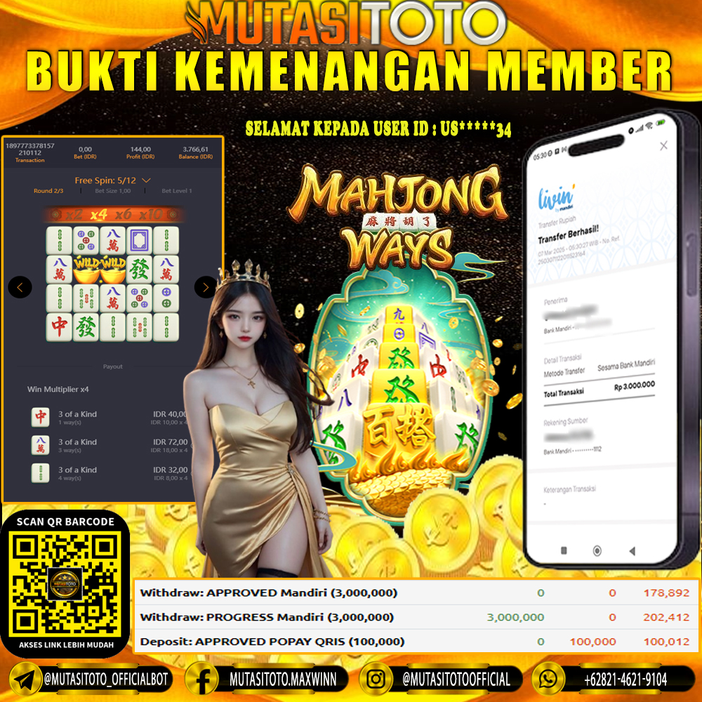 KEMENANGAN MEMBER BERMAIN DI MAHJONG WAYS PG SOFT