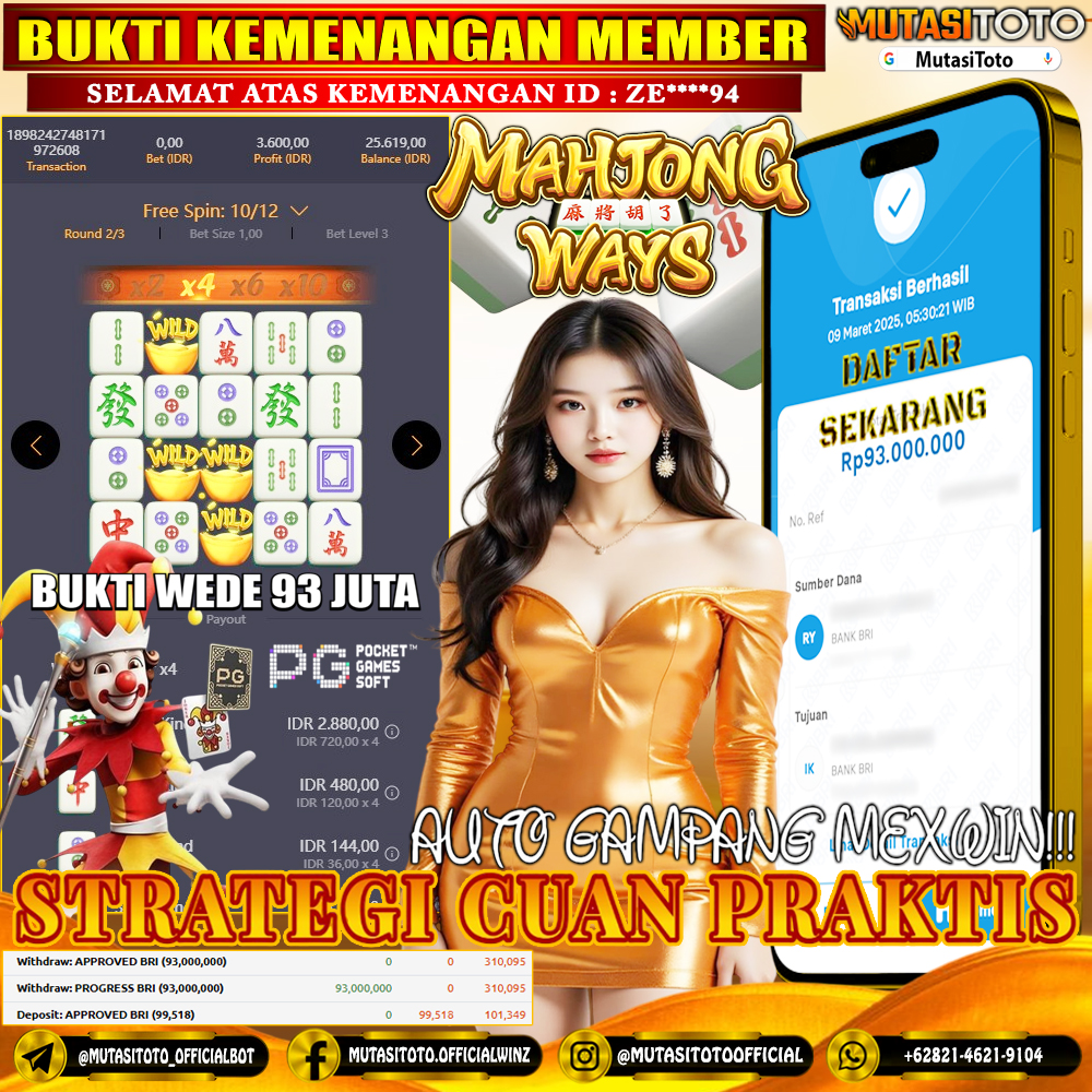 KEMENANGAN MEMBER BERMAIN DI MAHJONG WAYS PG SOFT