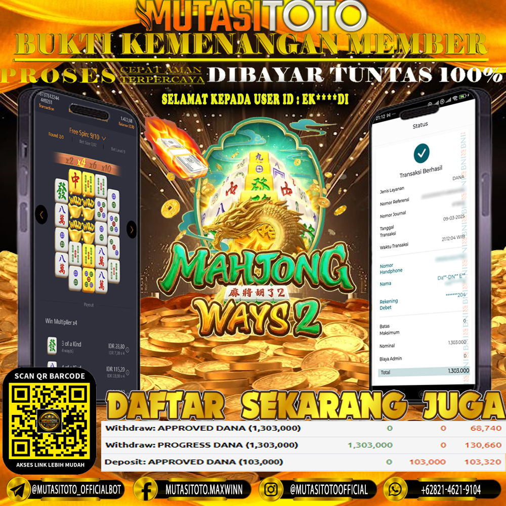 KEMENANGAN MEMBER BERMAIN DI MAHJONG WAYS 2 PG SOFT