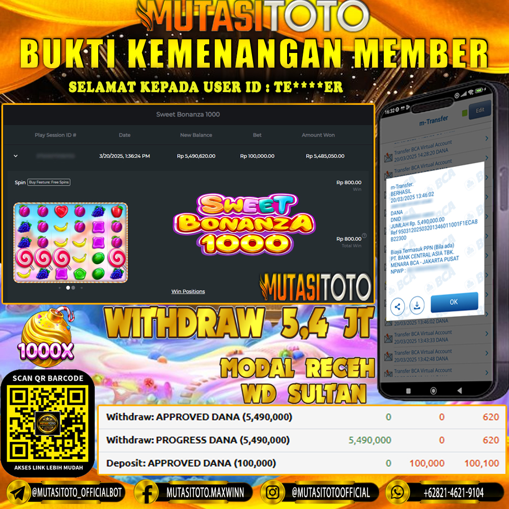 KEMENANGAN MEMBER BERMAIN DI SWEET BONANZA 1000