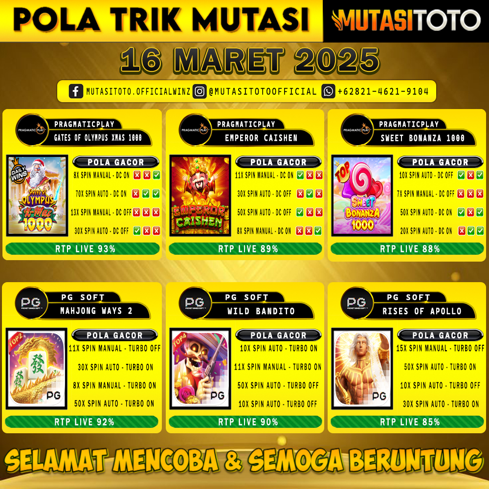 POLA GACOR TERUPDATE 16 MARET 2025 – MUTASITOTO