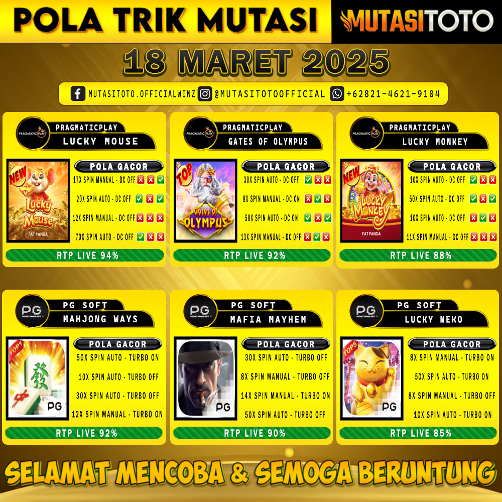 POLA GACOR TERUPDATE 18 MARET 2025 – MUTASITOTO