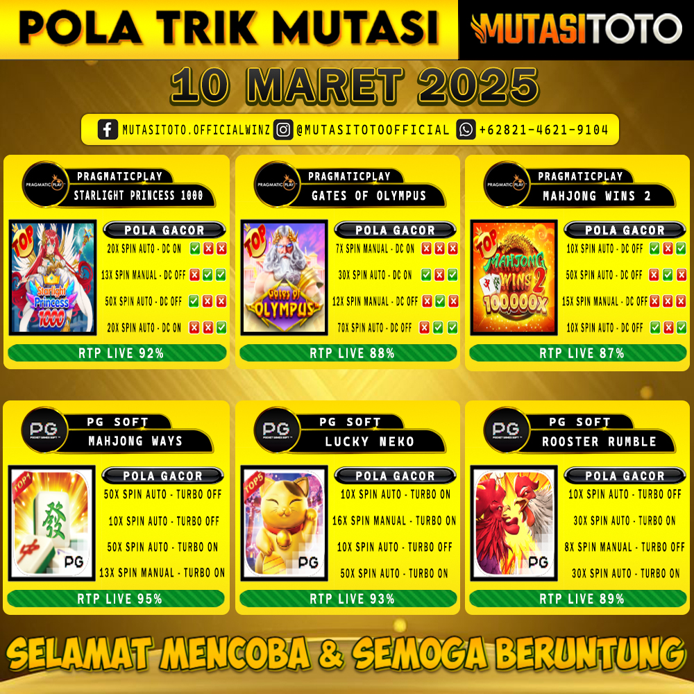 POLA GACOR TERUPDATE 10 MARET 2025 – MUTASITOTO