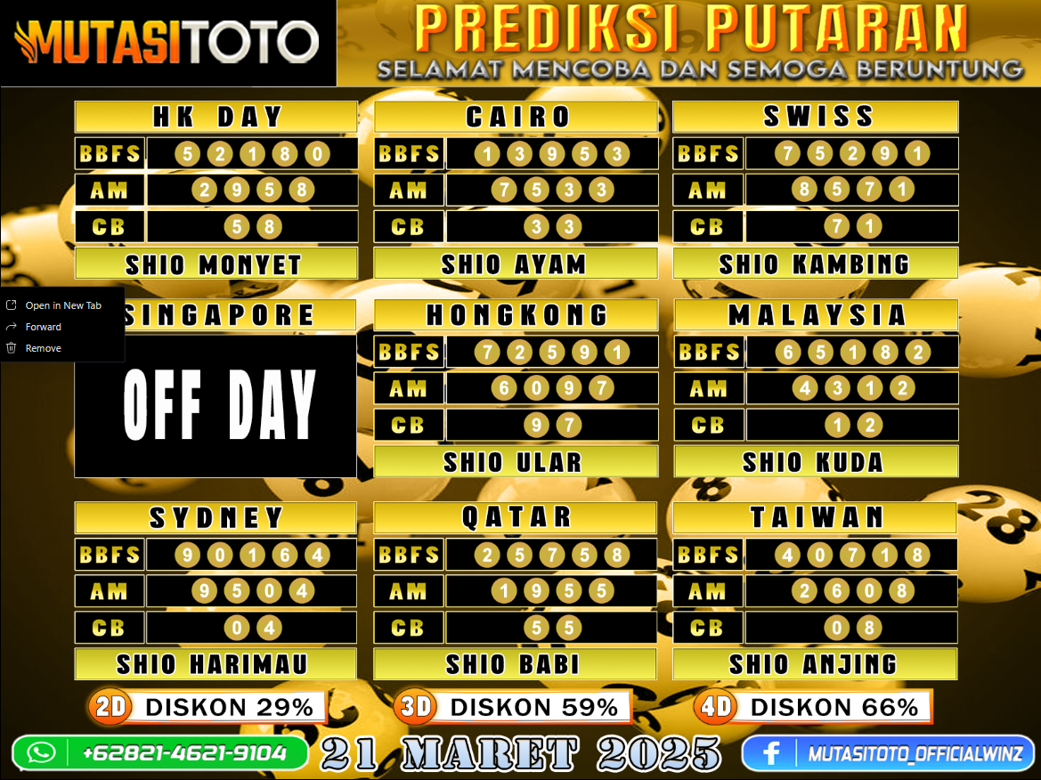 PREDIKSI JITU TOGEL “MutasiToto 21 MARET 2025”