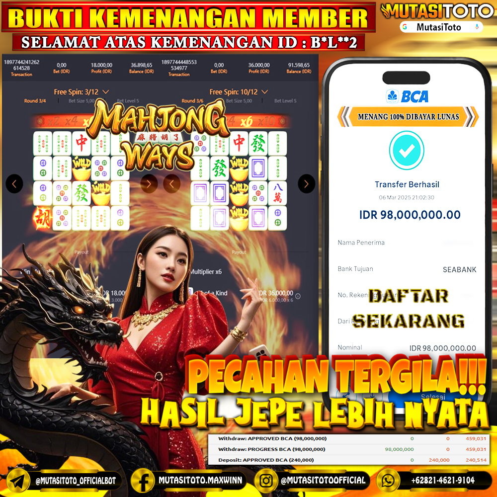 KEMENANGAN MEMBER BERMAIN DI MAHJONG WAYS PG SOFT