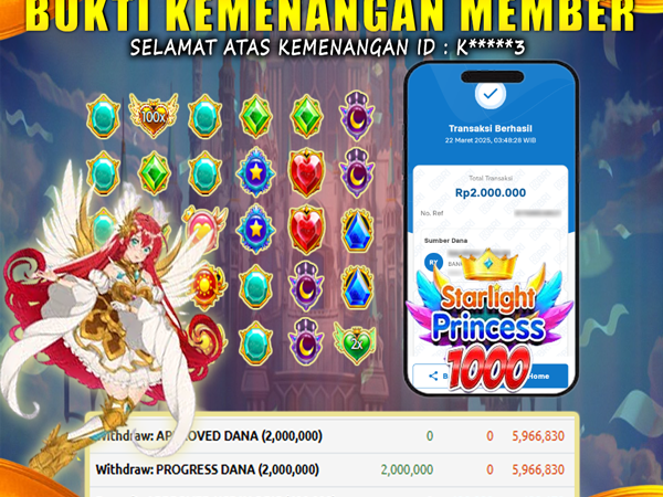 KEMENANGAN MEMBER BERMAIN DI STARLIGHT PRINCESS 1000