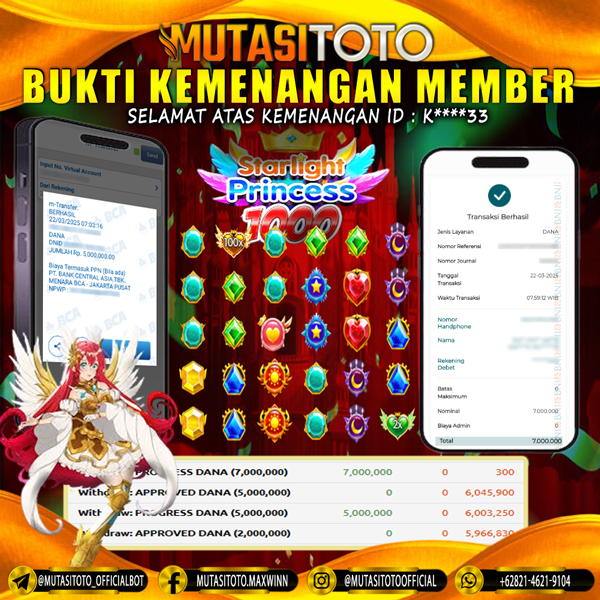 KEMENANGAN MEMBER BERMAIN DI STARLIGHT PRINCESS 1000