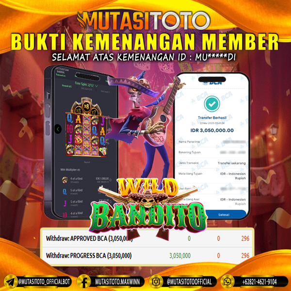 KEMENANGAN MEMBER BERMAIN DI WILD BANDITO PG SOFT