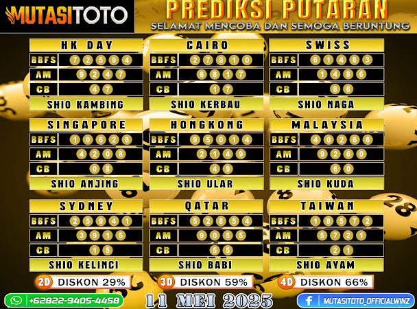 PREDIKSI JITU TOGEL “MutasiToto 11 MEI 2025”