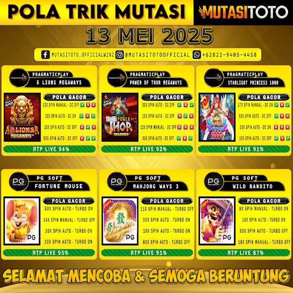 POLA GACOR TERUPDATE 13 MEI 2025 – MUTASITOTO