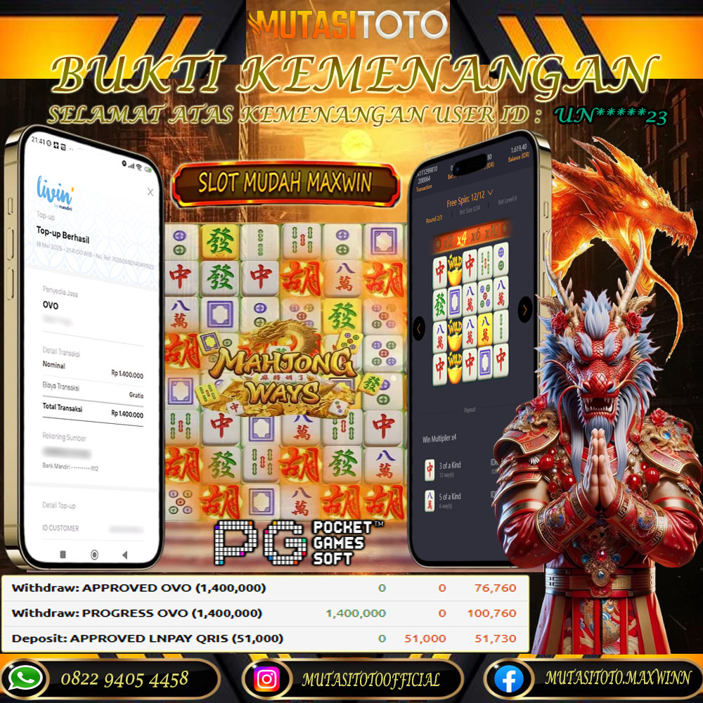 KEMENANGAN MEMBER BERMAIN DI MAHJONG WAYS PG SOFT